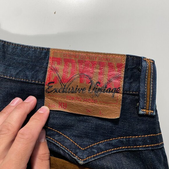 Vintage Edwin Xu Relaxed Fit Distressed Rust Wash Jeans men's size 36x31 - Picture 7 of 12